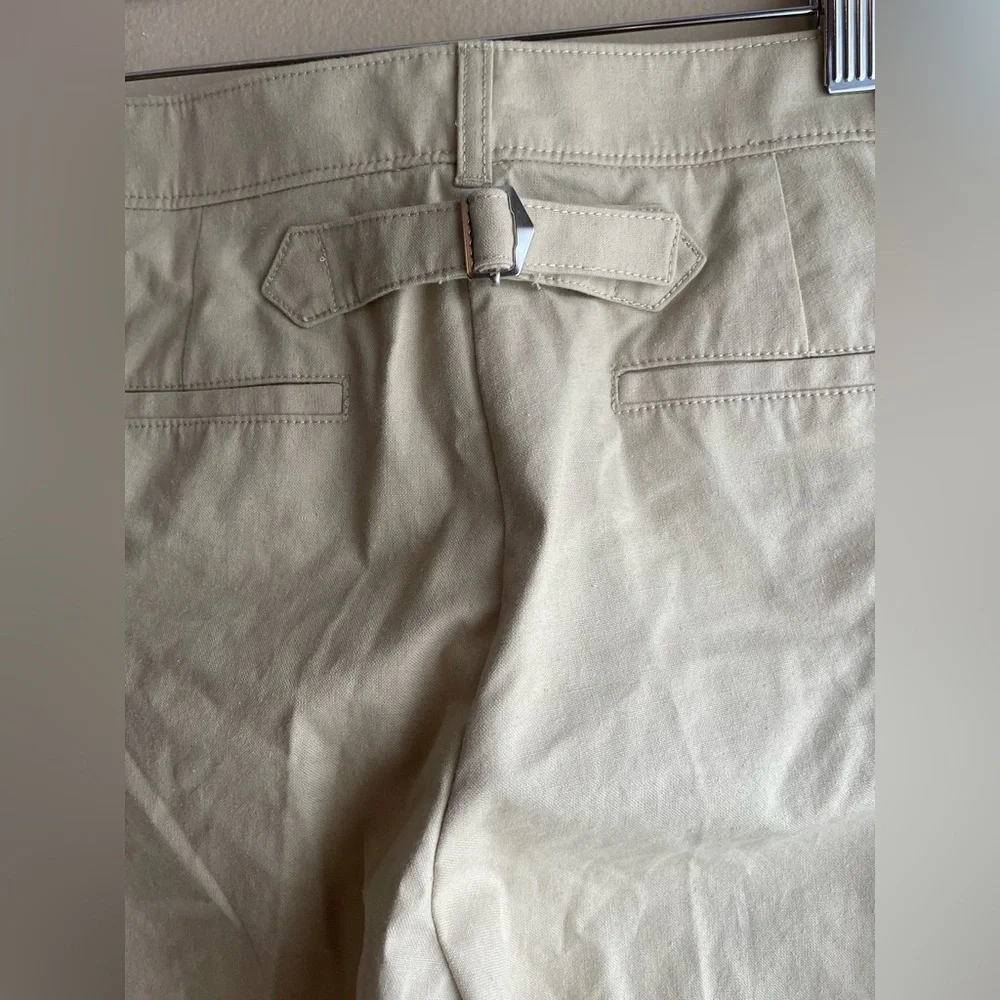 New J.Crew Women Cotton Linen Chino Tan Pants Size 4 Straight